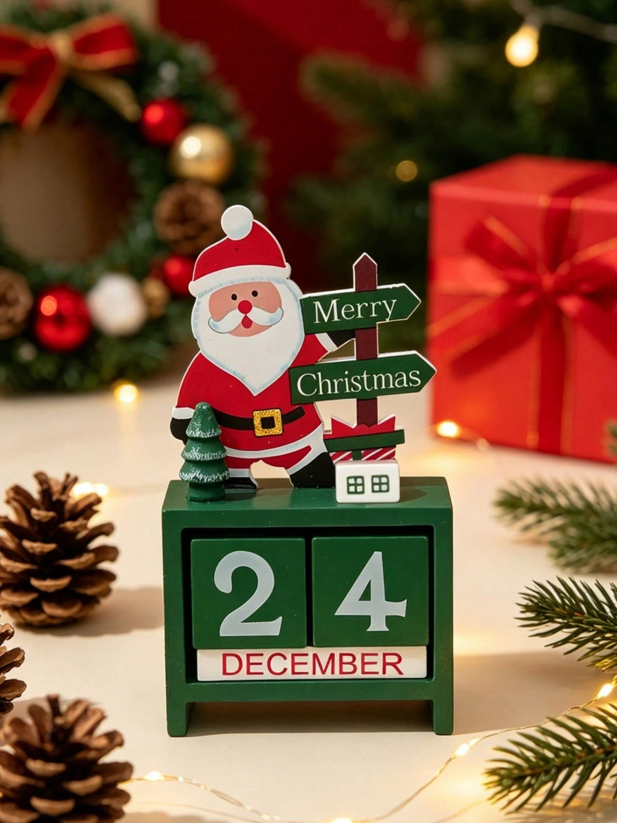 Santa Claus Christmas Tree Gift Wooden Calendar Desktop Decoration Ornaments 1Pc Birthday Gifts Graduation