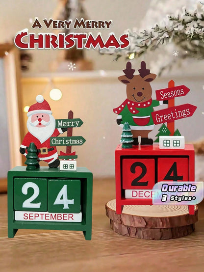 Santa Claus Christmas Tree Gift Wooden Calendar Desktop Decoration Ornaments 1Pc Birthday Gifts Graduation