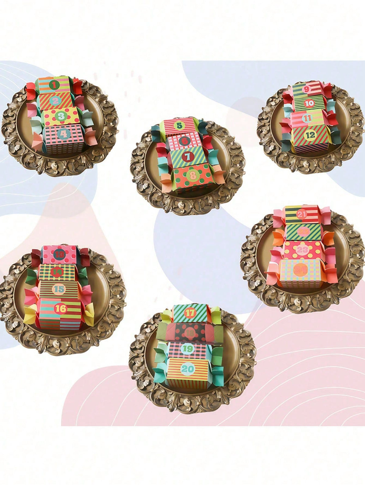 24 Christmas Gift Boxes, Candy-Shaped Christmas Advent Calendar Boxes, Christmas Decoration, 24-Day DIY Countdown Empty Advent Calendar with Santa Claus, Reindeer and Snowflake Patterns, Suitable for Christmas Party Gifts, Home Decor, Christmas Decoration, Room Decor, Winter Christmas Decoration, Home Christmas Gifts, Christmas Decoration