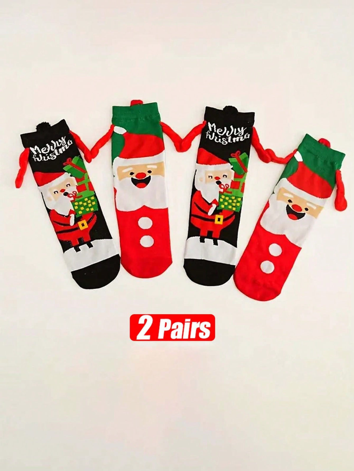 1/4/8 Pairs New Christmas Couple Hand-Holding Socks, Unisex Mid-Calf Socks, Versatile Autumn/Winter Gift Socks