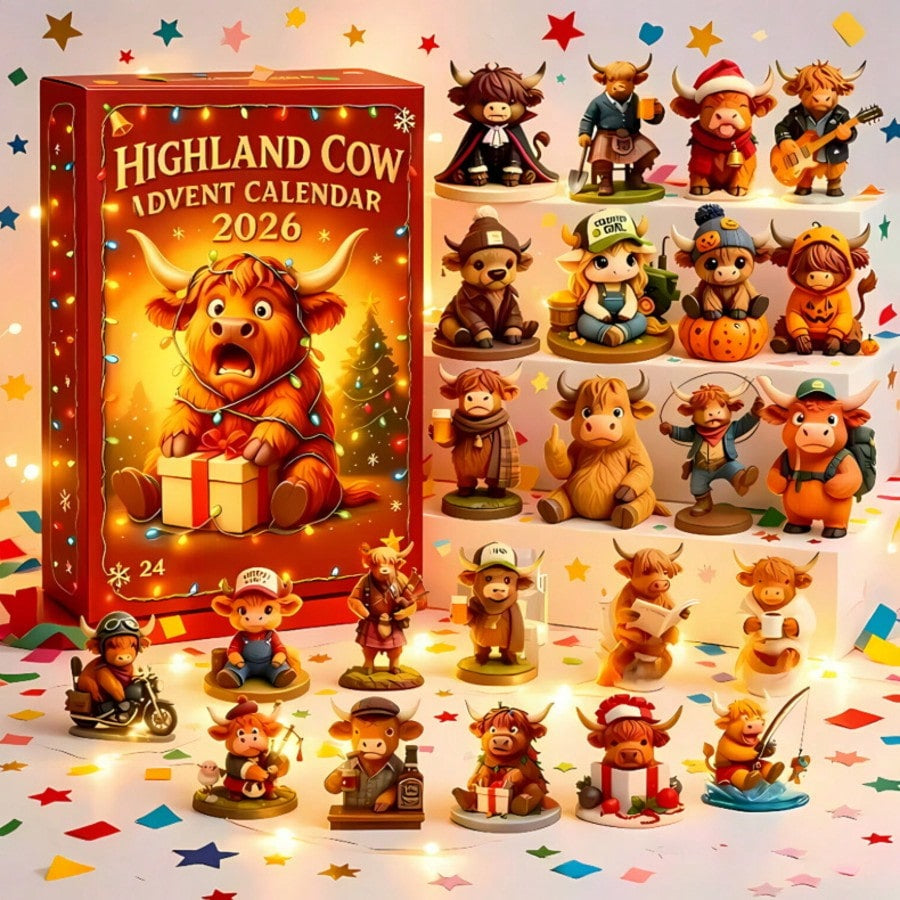 Highland Cow Advent Calendar 2026 3D Handmade Highla, New Year Gift, Birthday Gift, Christmas Gift, Halloween Gift, Perfect Gift, Gift, Gifts for Boyfriend, Couple Things, Anime Figure, Anime Figures, Funk Pop, Anime Figure
